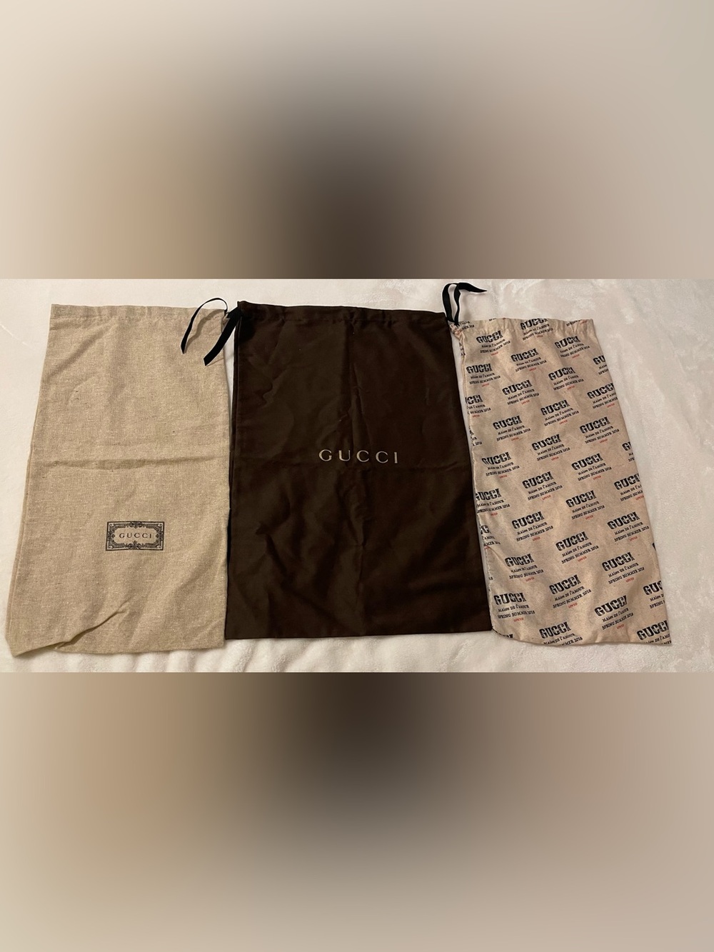 Authentic Gucci Dust Bag Bundle Lot of 3 Large Brown Beige Logo Bags